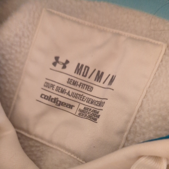 Under Armour Cream Hoodie with Blue Logo - Picture 2 of 7